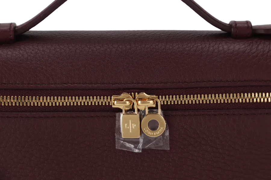 LORO PIANA EXTRA POCKET L19 AZUKI BEANS (Q07N) COLOR GRAINED CALFSKIN GOLD HARDWARE WITH STRAP, DUST COVER AND BOX
