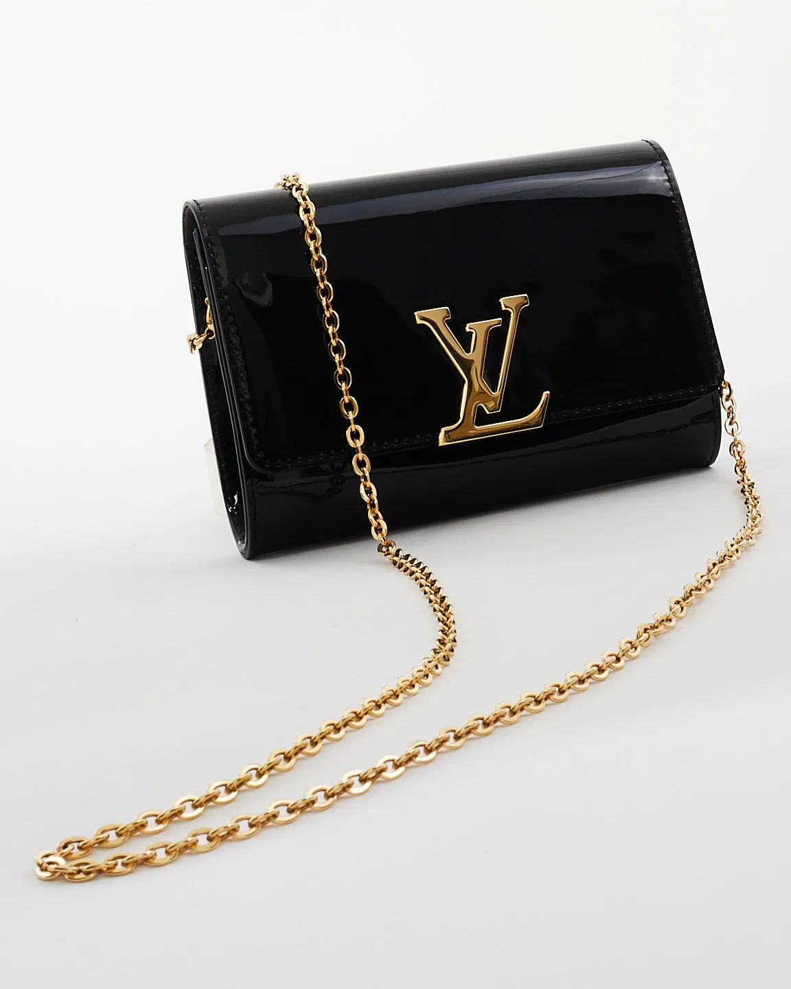 Louis Vuitton Black Patent Leather Chain Louise PM Bag