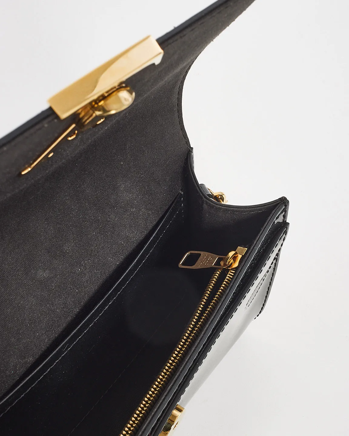 Louis Vuitton Black Patent Leather Chain Louise PM Bag