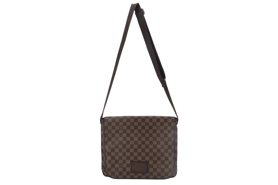 LOUIS VUITTON BROOKLYN MESSENGER BAG MM DAMIER EBENE CANVAS GOLD HARDWARE