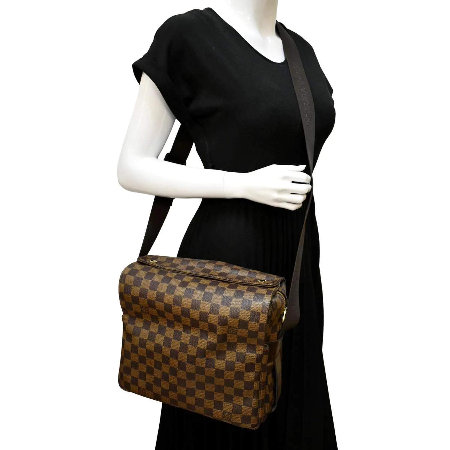 LOUIS VUITTON Naviglio Damier Ebene Messenger Bag Brown