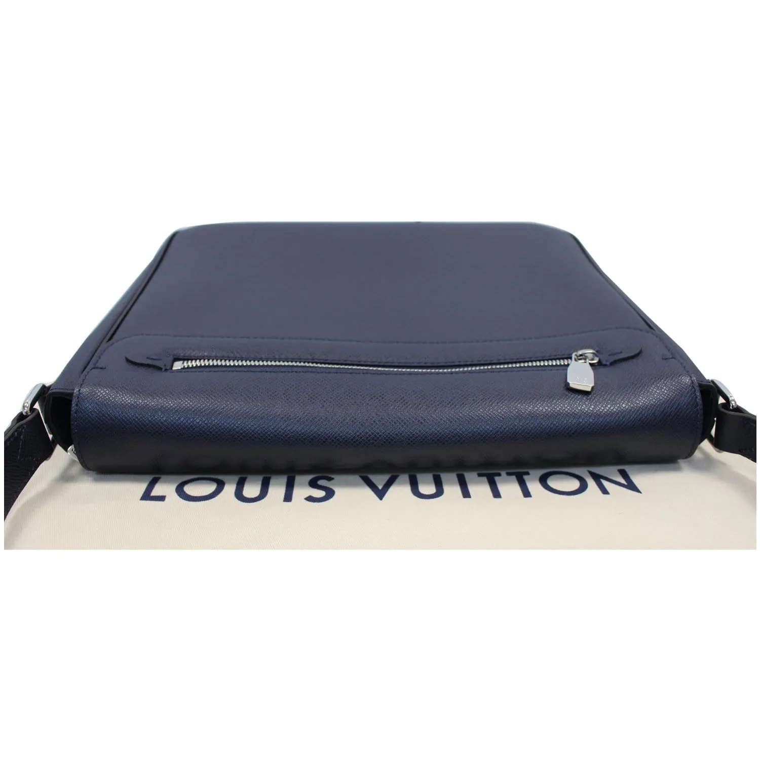 LOUIS VUITTON Roman MM Taiga Leather Messenger Bag Blue
