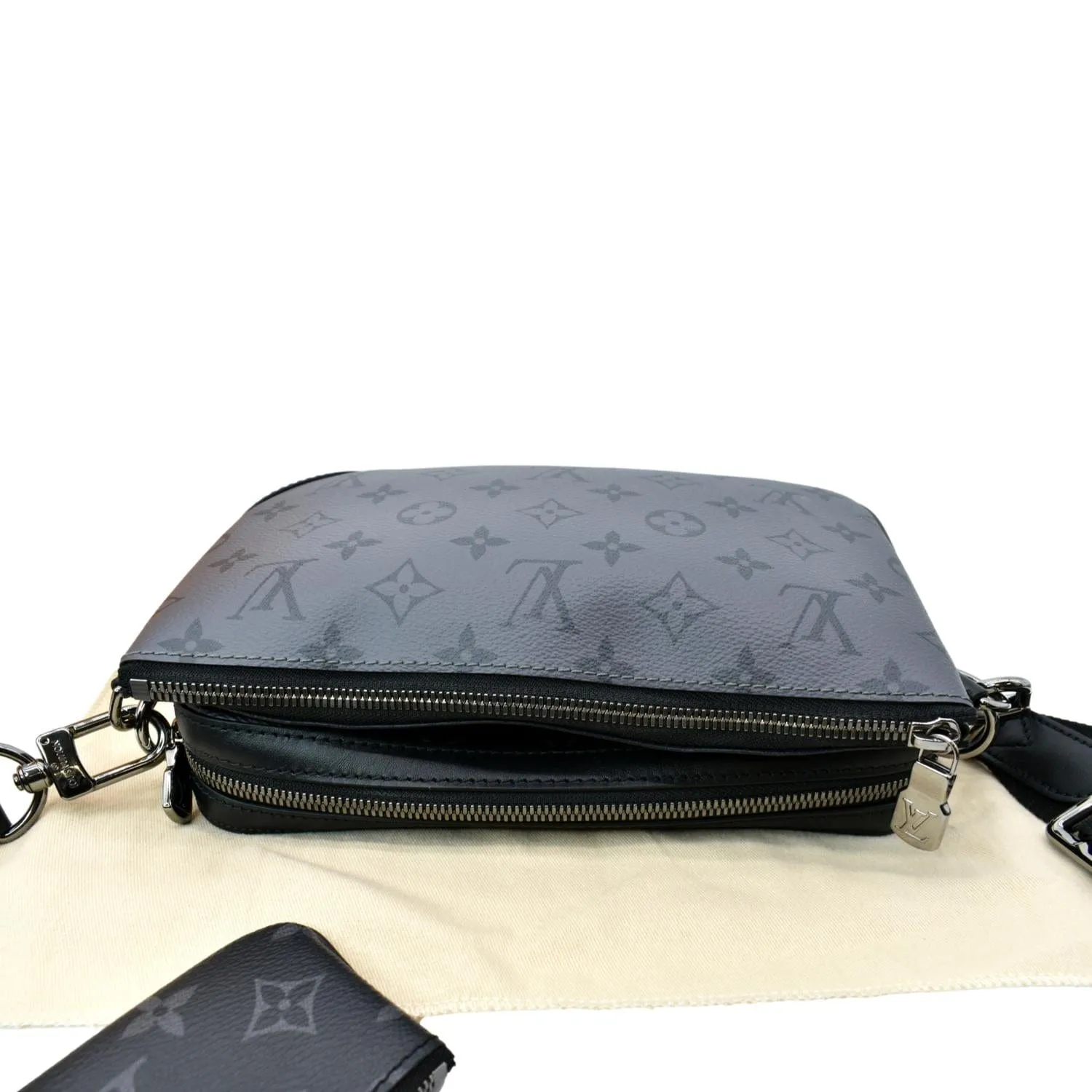 LOUIS VUITTON Trio Monogram Eclipse Messenger Bag Grey