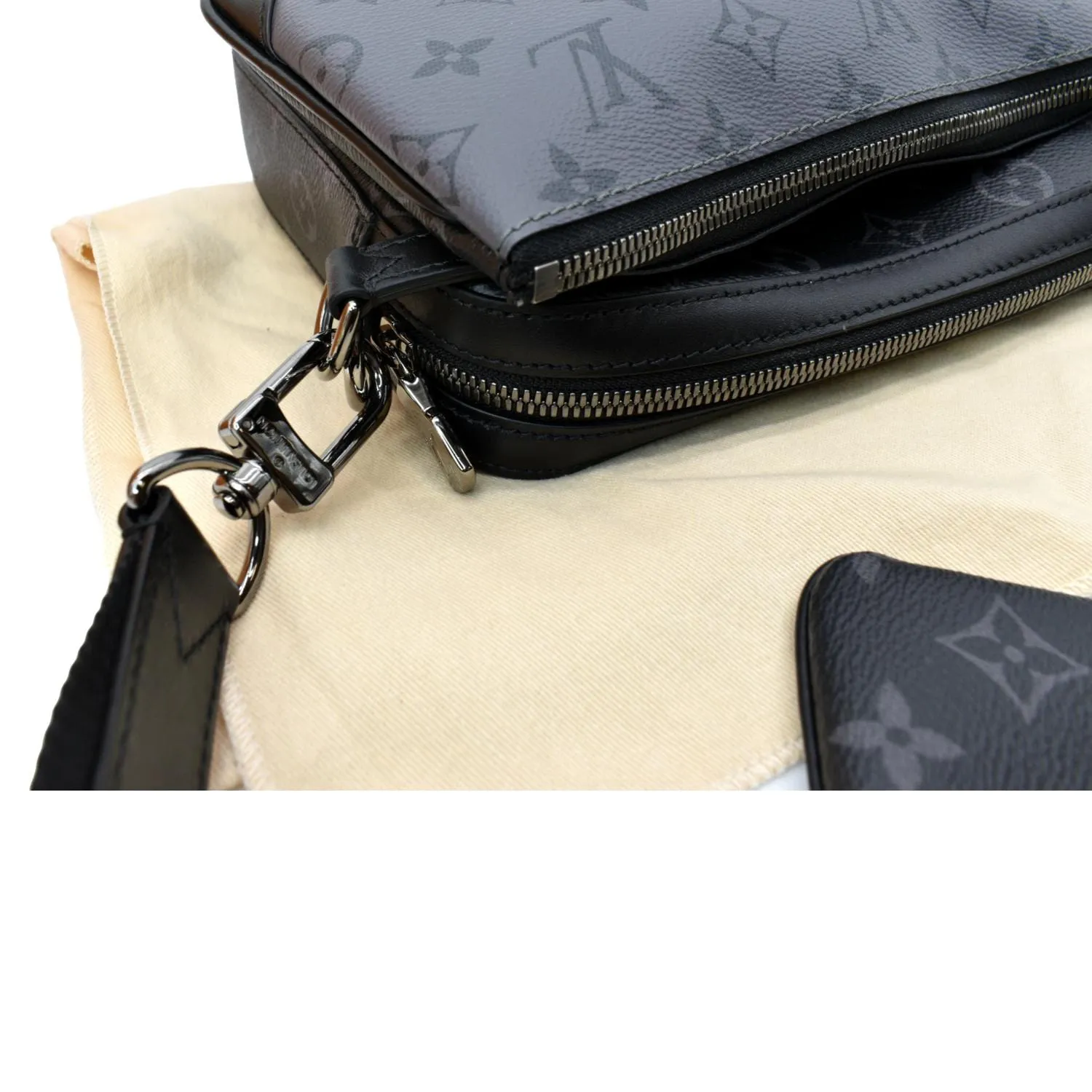 LOUIS VUITTON Trio Monogram Eclipse Messenger Bag Grey