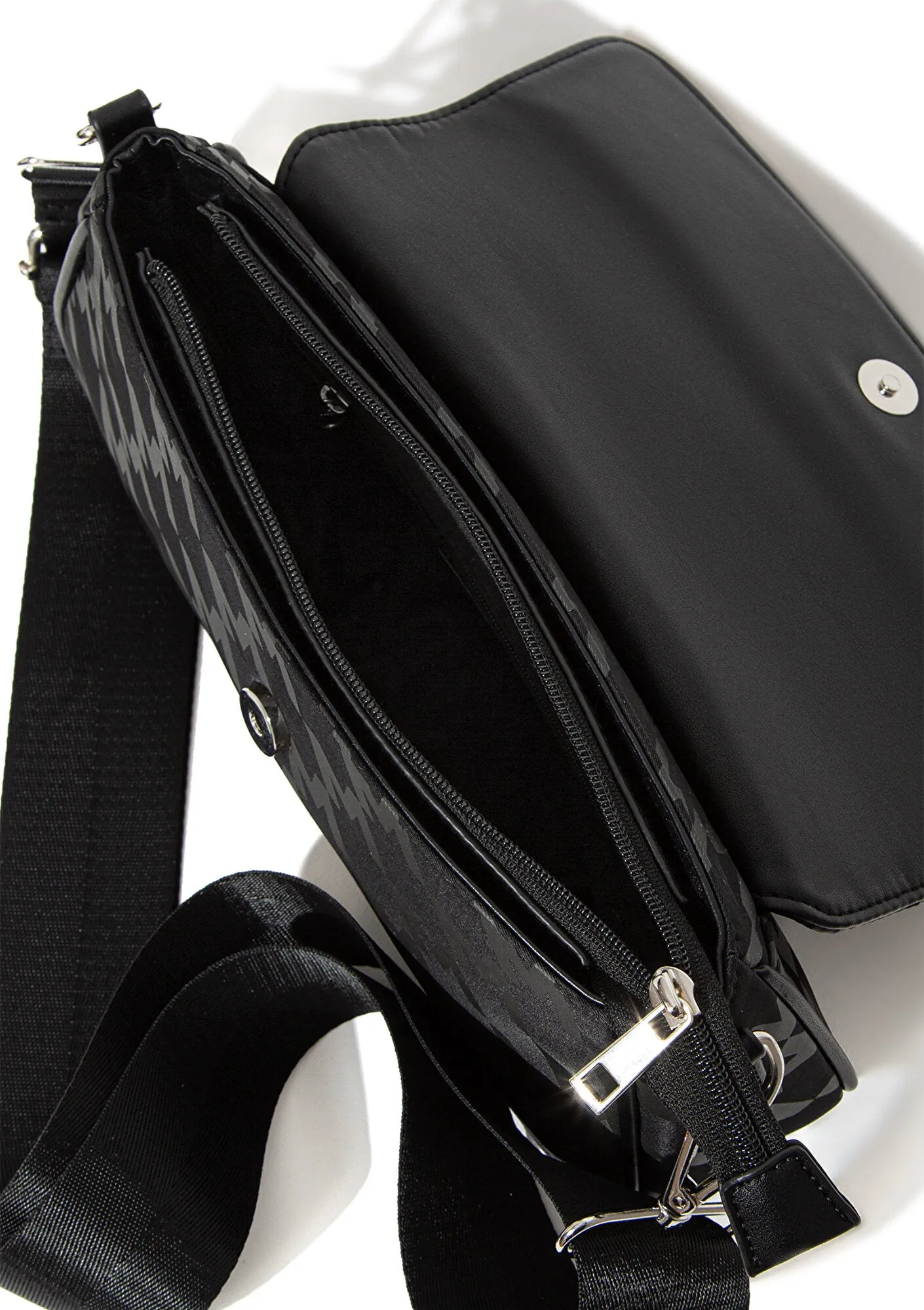 M Logo Printed Black Messenger Bag