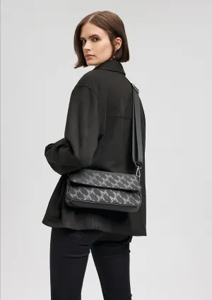 M Logo Printed Black Messenger Bag