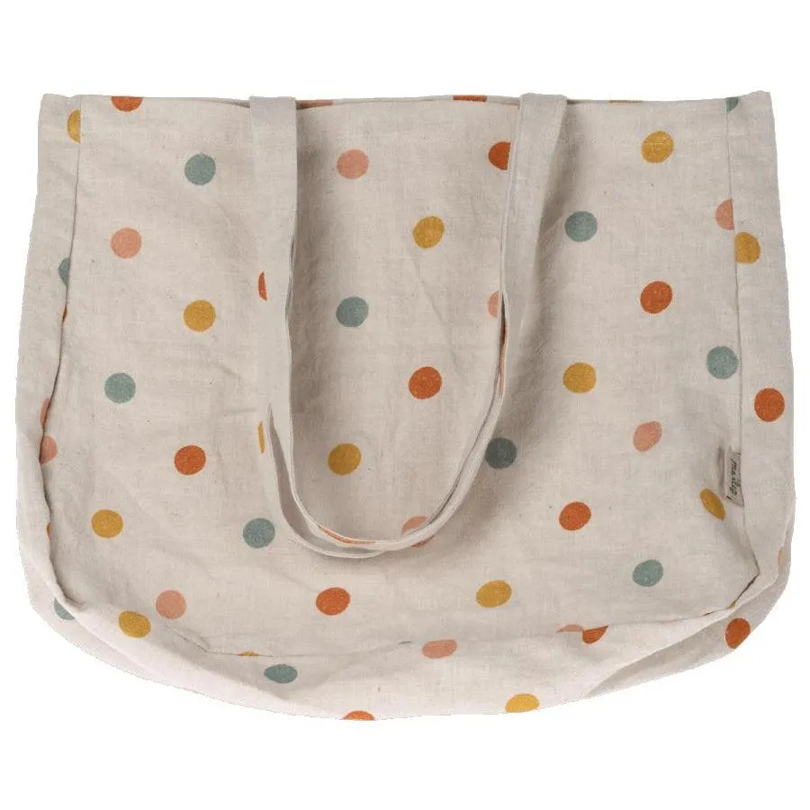 Maileg Linen Tote Bag, Multi Dots, Small