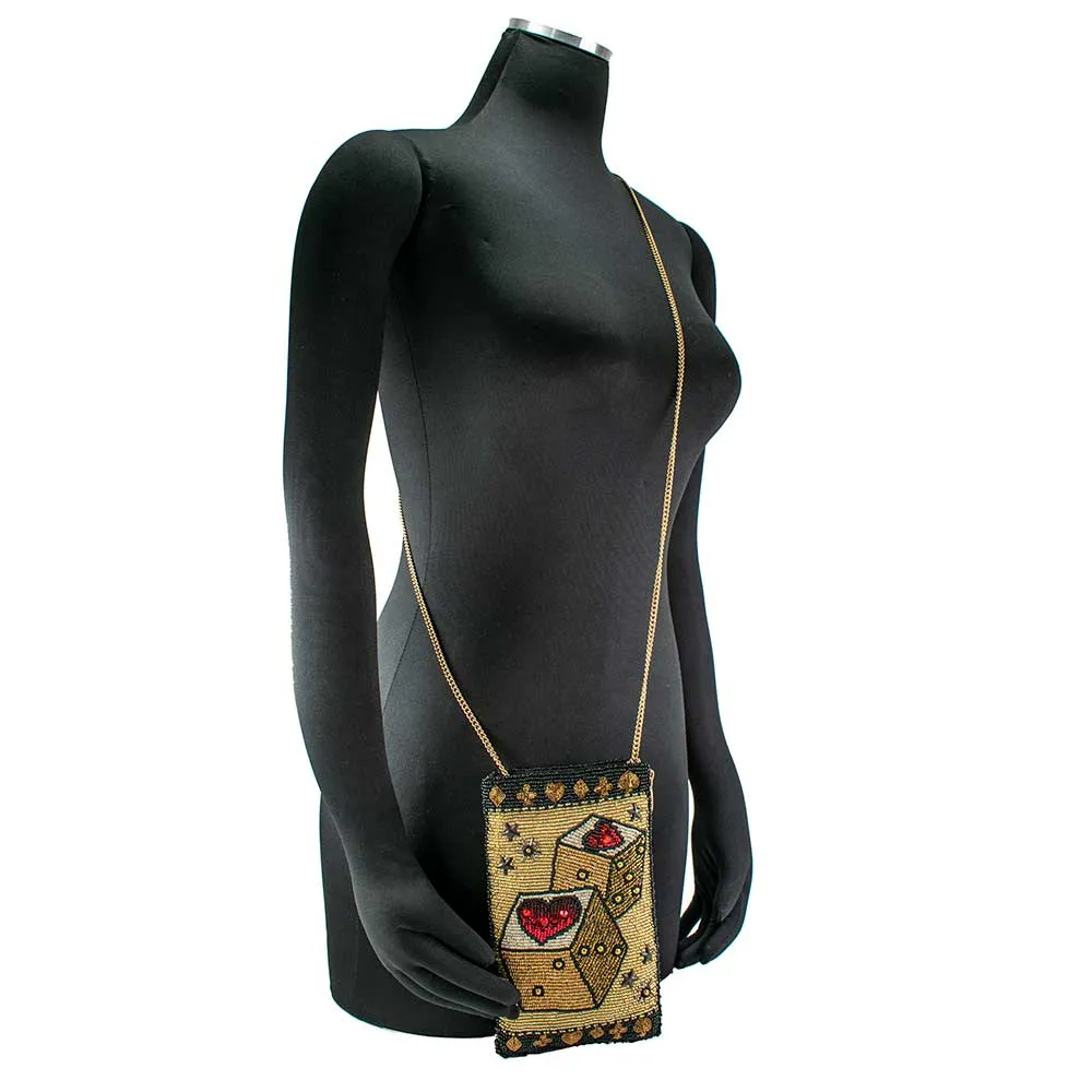 Mary Frances Roll the Dice Crossbody Golden Phone Bag Handbag New