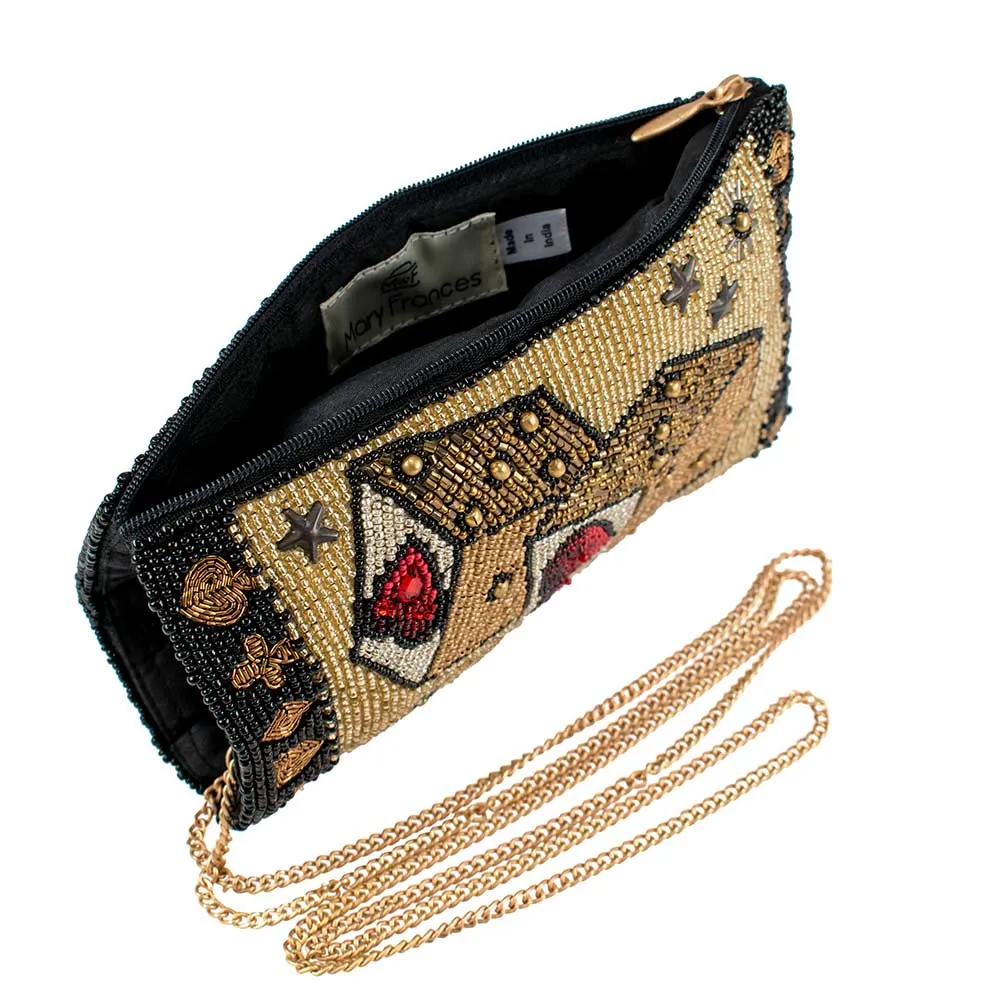 Mary Frances Roll the Dice Crossbody Golden Phone Bag Handbag New