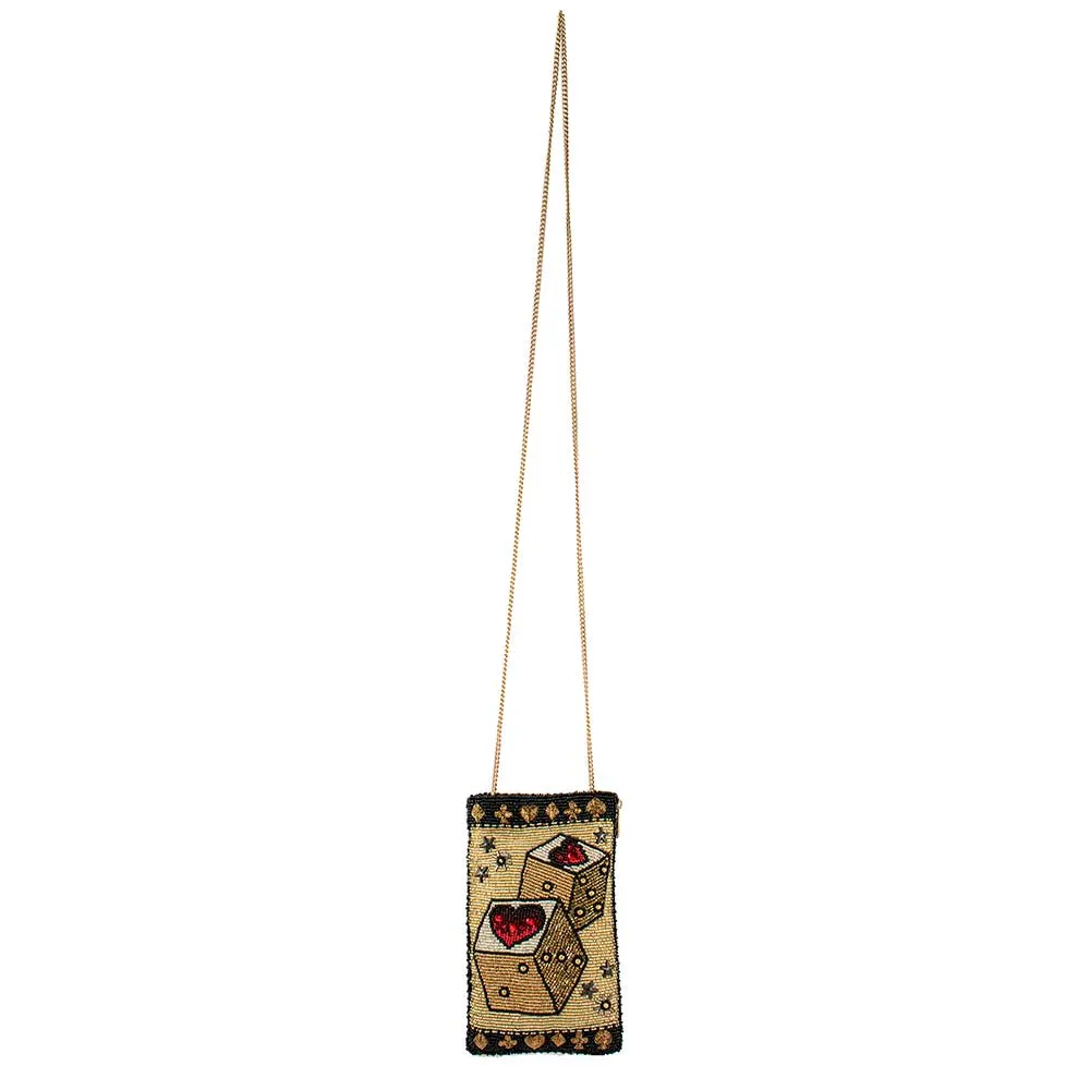 Mary Frances Roll the Dice Crossbody Golden Phone Bag Handbag New