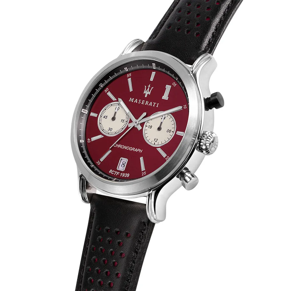 Maserati Epoca Limited Edition 42mm Black Leather Men's Watch & Keychain Set - R8871638002
