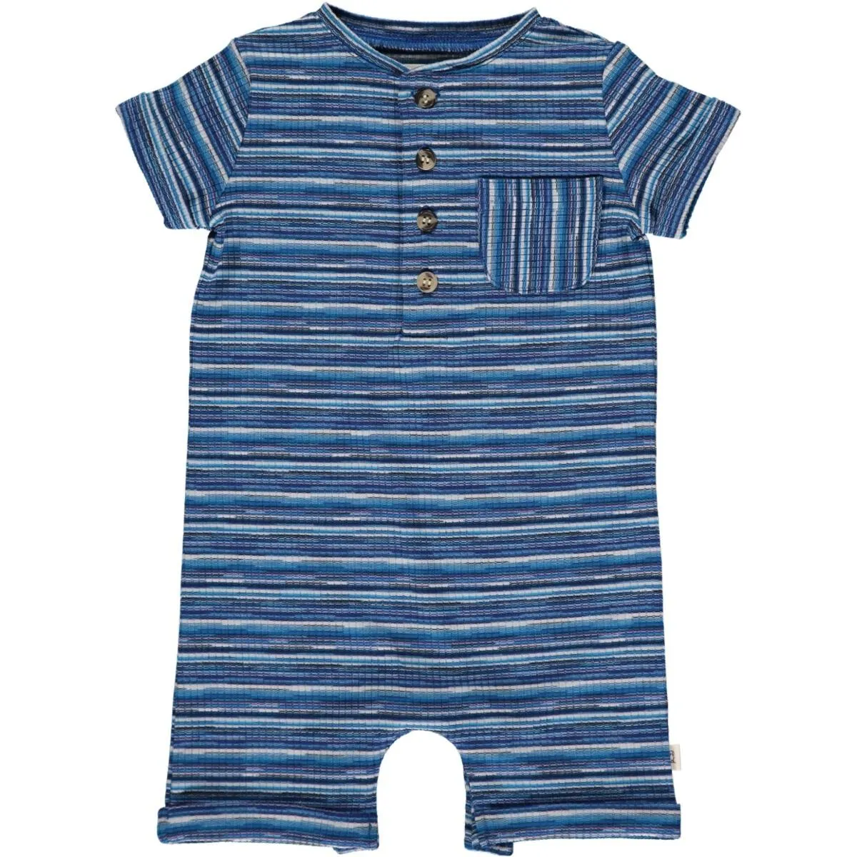 Me & Henry Blue/White Multi Ribbed Stripe Camborne Henley Romper
