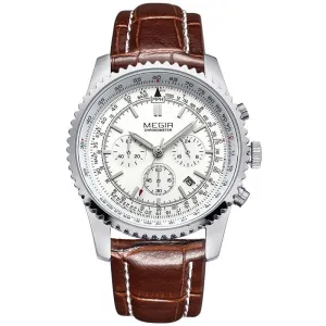 MEGIR CHRONOGRAPH 24 Hours Luxury Brand Watch Men Full Steel Watch Analog Display Quartz Men Business Watches Casual Watches