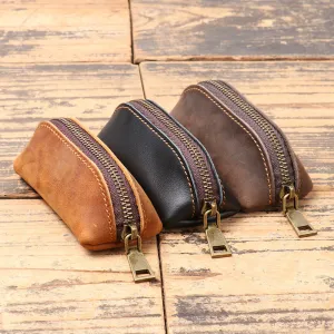 Men's Distribution Genuine Leather Female Crazy Horse Multifunctional Cowhide Coin Purses