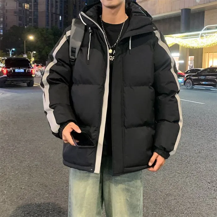 Men's Relaxed-fit Stain-resistant Hooded Puffer Jacket for Winter