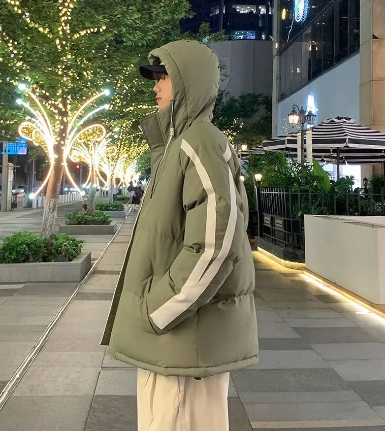 Men's Relaxed-fit Stain-resistant Hooded Puffer Jacket for Winter