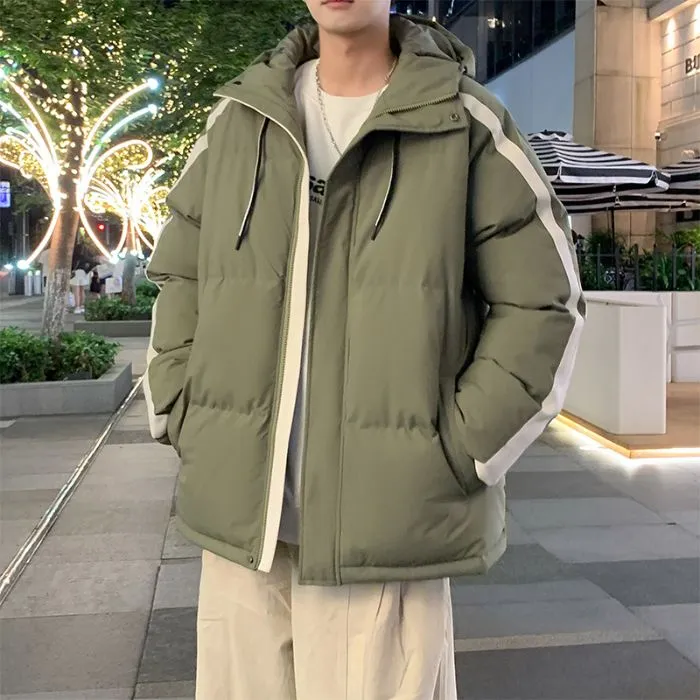 Men's Relaxed-fit Stain-resistant Hooded Puffer Jacket for Winter
