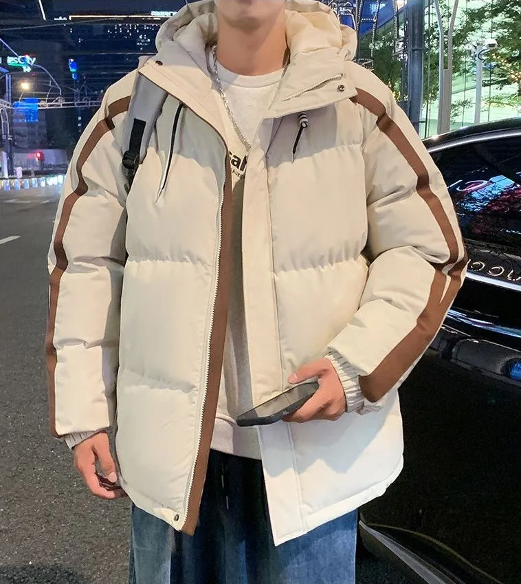 Men's Relaxed-fit Stain-resistant Hooded Puffer Jacket for Winter