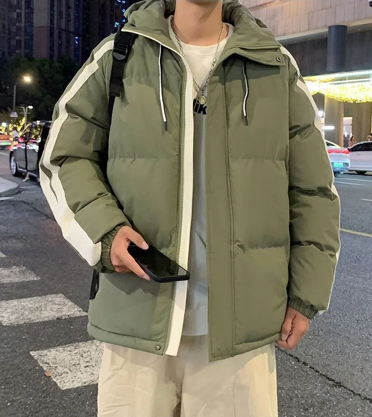 Men's Relaxed-fit Stain-resistant Hooded Puffer Jacket for Winter