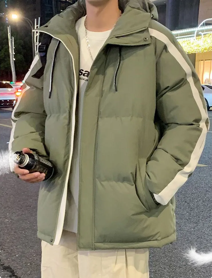 Men's Relaxed-fit Stain-resistant Hooded Puffer Jacket for Winter