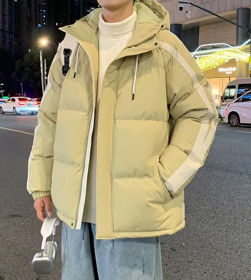 Men's Relaxed-fit Stain-resistant Hooded Puffer Jacket for Winter