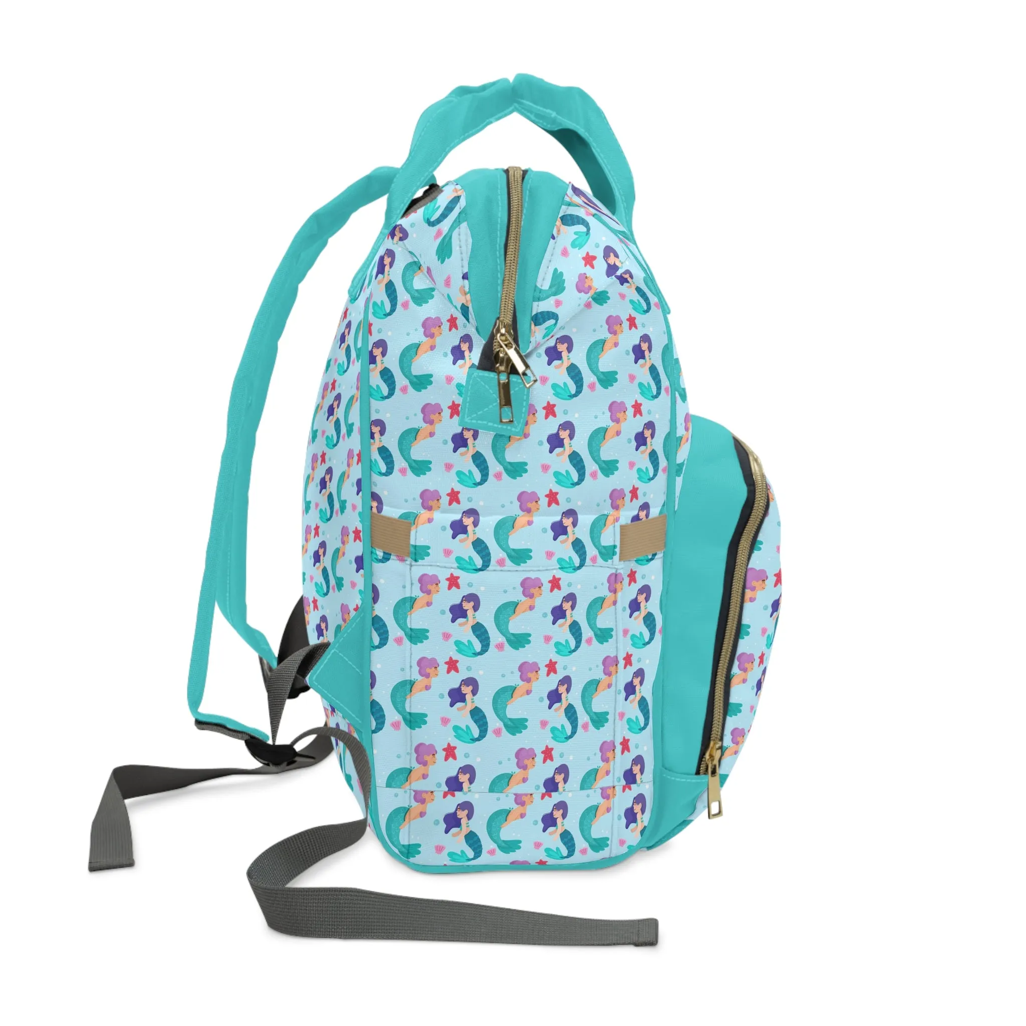 Mermaid Diaper Backpack - Magical & Multifunctional Nappy Bag with Ocean-Inspired Mermaid Patterns