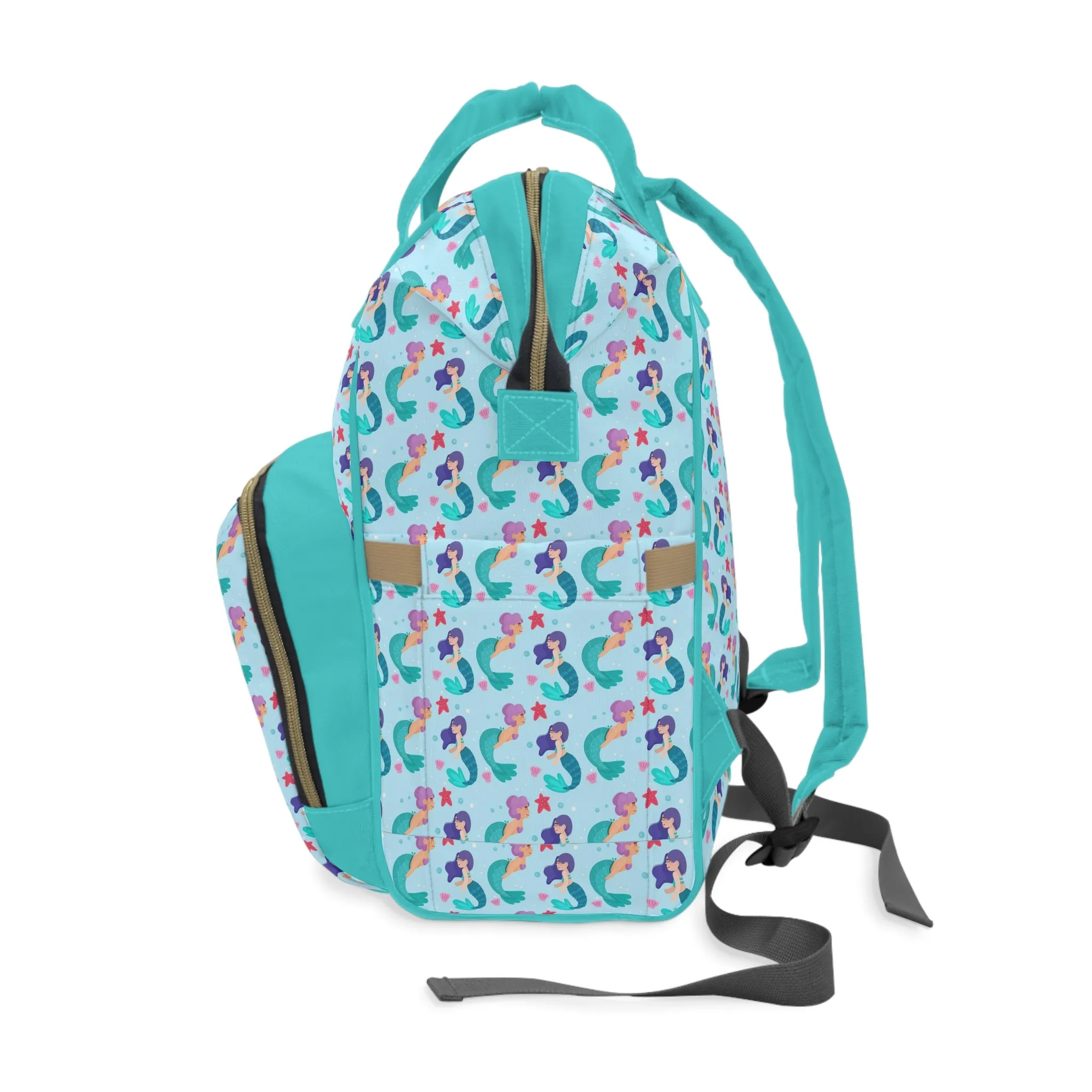 Mermaid Diaper Backpack - Magical & Multifunctional Nappy Bag with Ocean-Inspired Mermaid Patterns