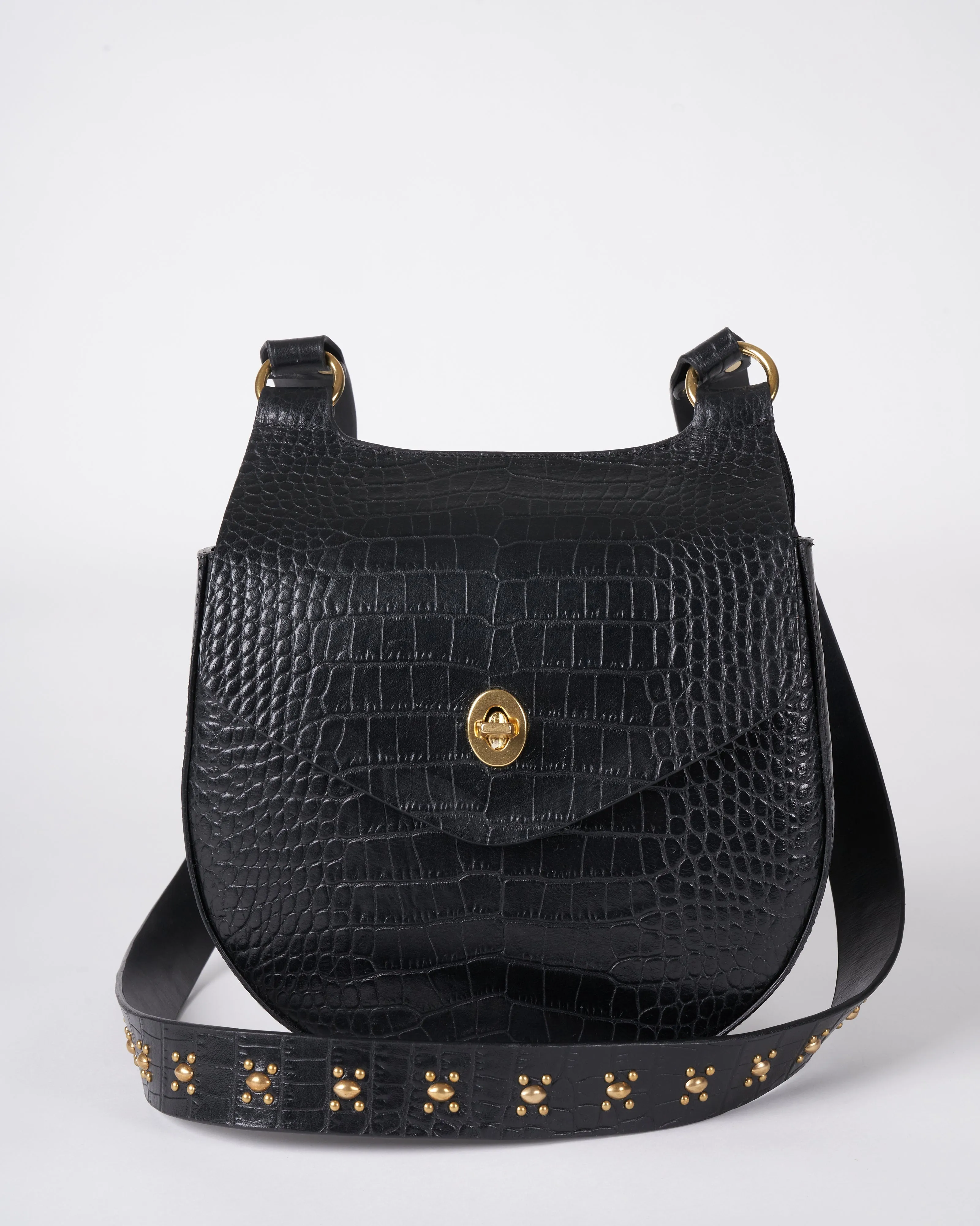 messenger bag - black croc
