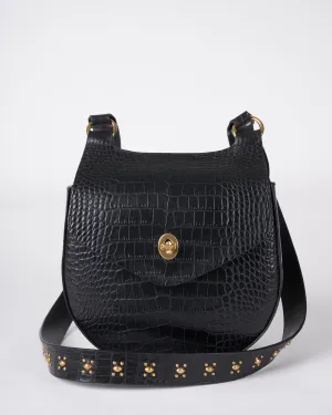 messenger bag - black croc