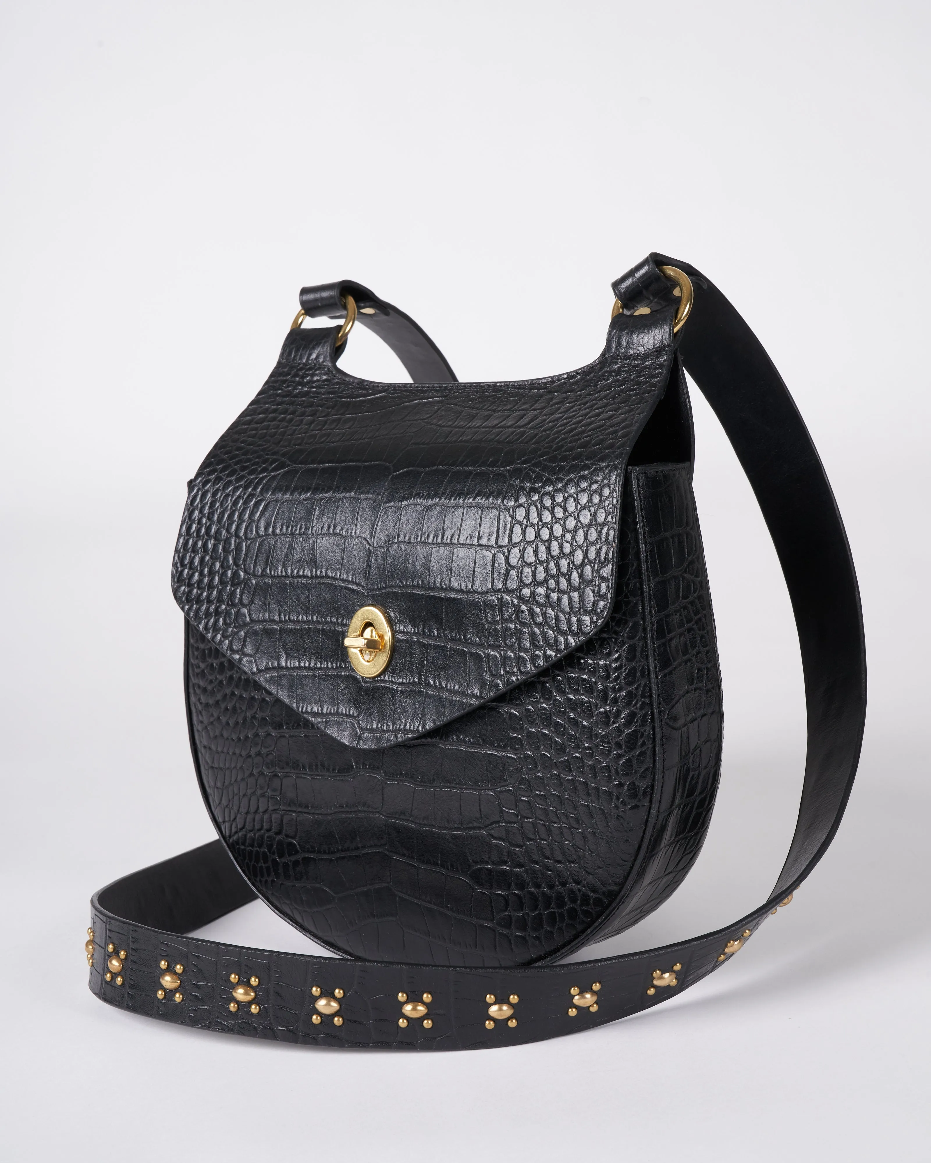 messenger bag - black croc