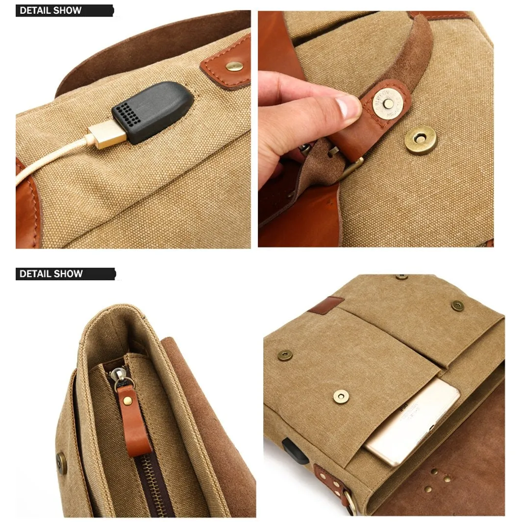 Messenger Bag | Briefcase <br> Genuine Leather | Canvas