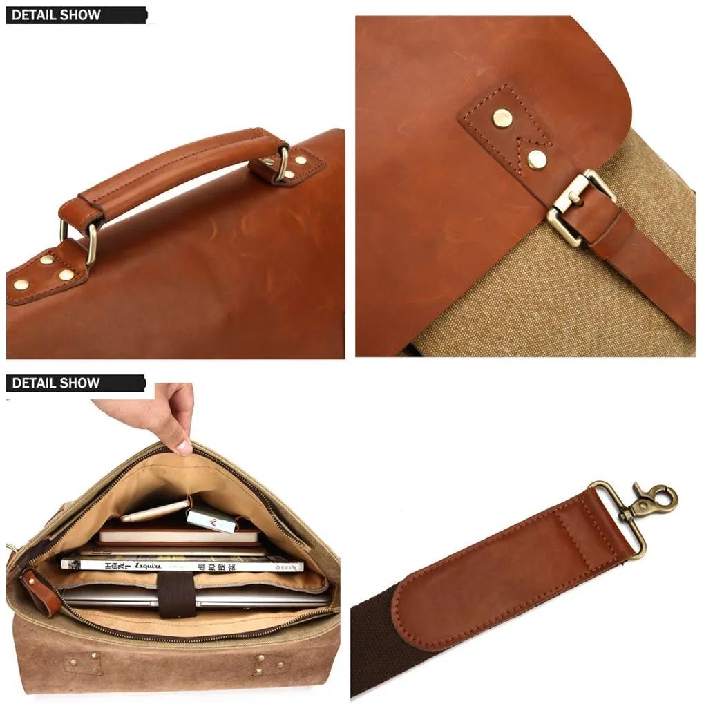 Messenger Bag | Briefcase <br> Genuine Leather | Canvas