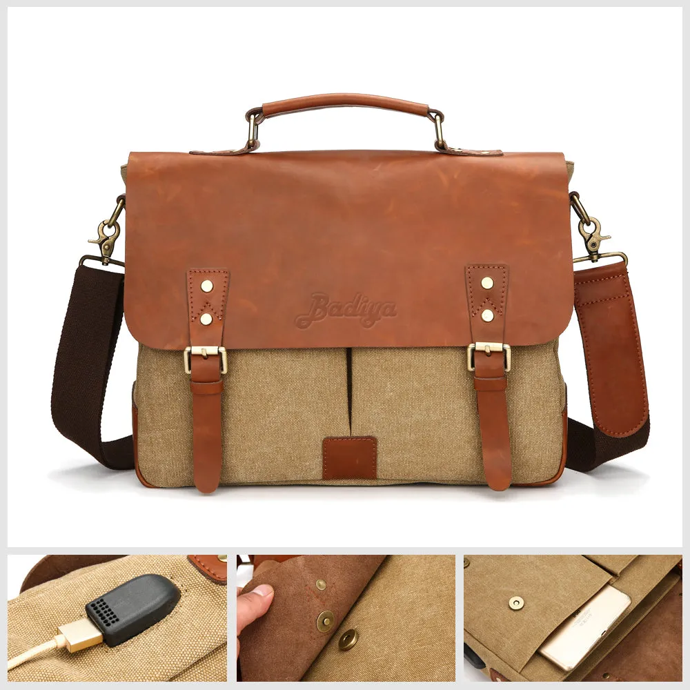 Messenger Bag | Briefcase <br> Genuine Leather | Canvas