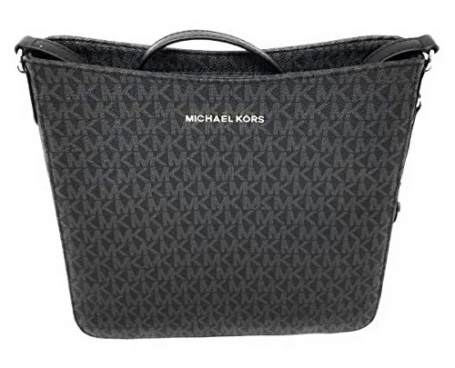 Michael Kors Jet Set Large Messenger Bag Crossbody Black MK Signature