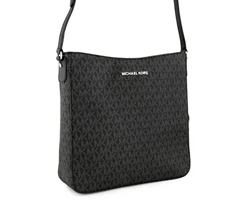 Michael Kors Jet Set Large Messenger Bag Crossbody Black MK Signature