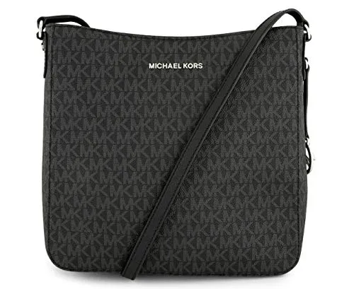 Michael Kors Jet Set Large Messenger Bag Crossbody Black MK Signature