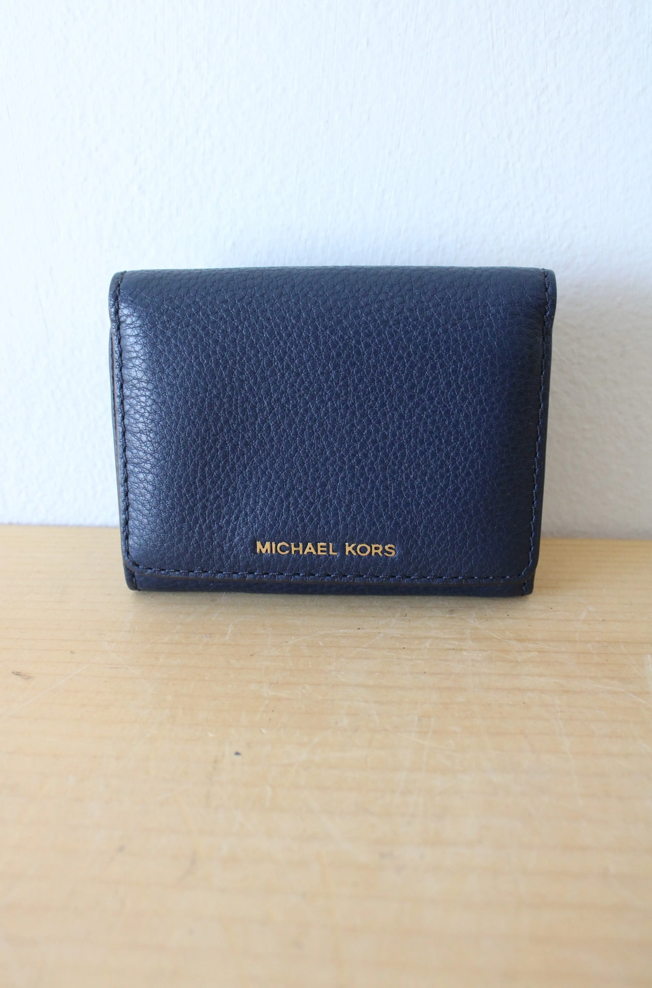 Michael Kors  Navy Blue Pebble Leather Bi-Fold Wallet