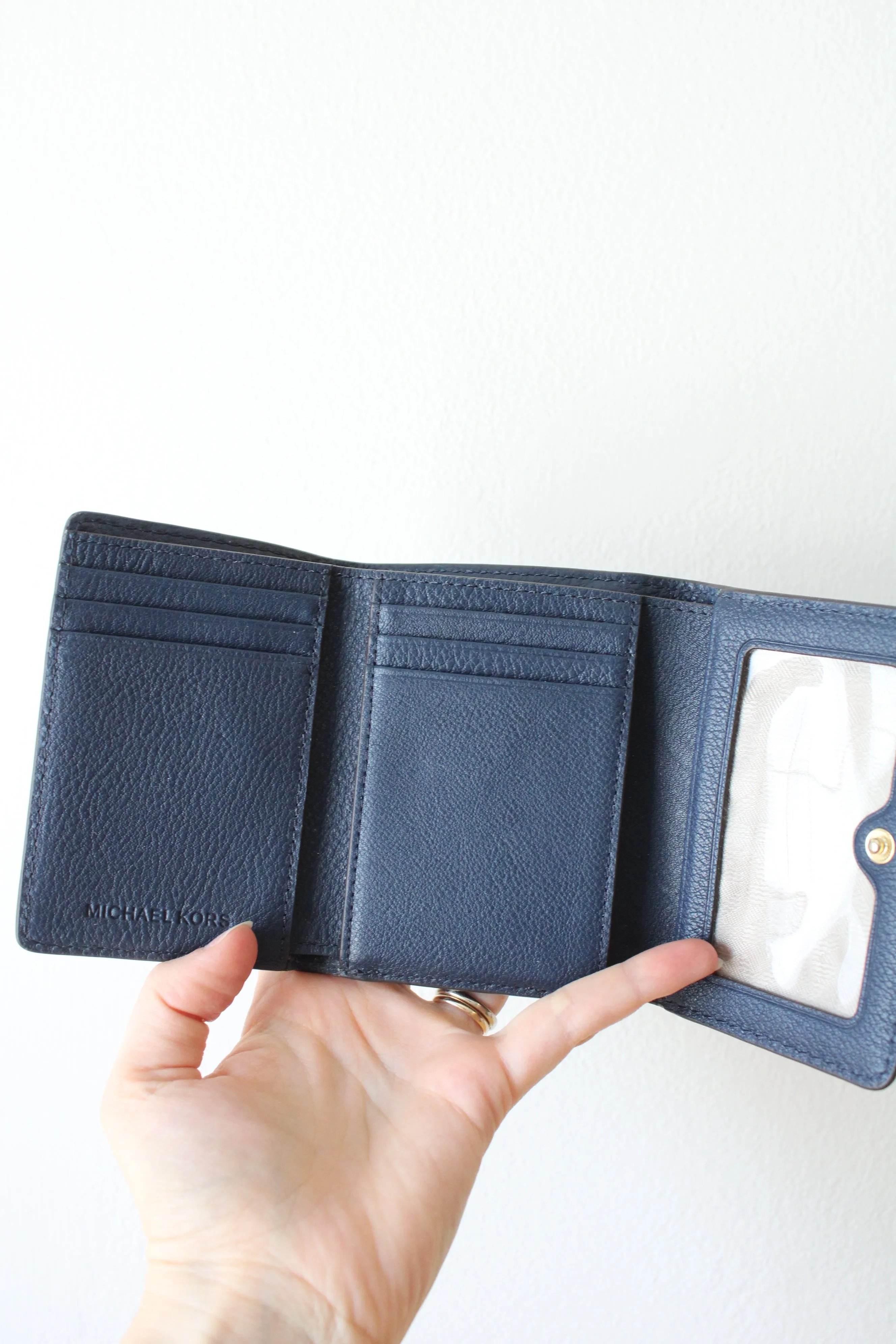 Michael Kors  Navy Blue Pebble Leather Bi-Fold Wallet