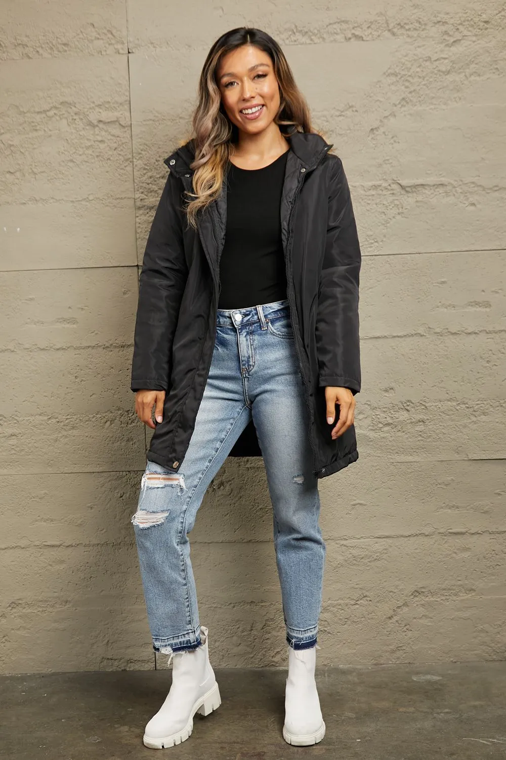 Mina Faux Fur Trim Hooded Puffer Jacket