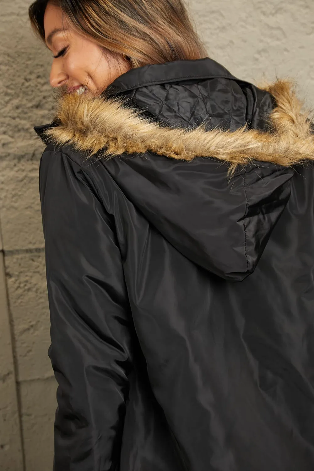 Mina Faux Fur Trim Hooded Puffer Jacket