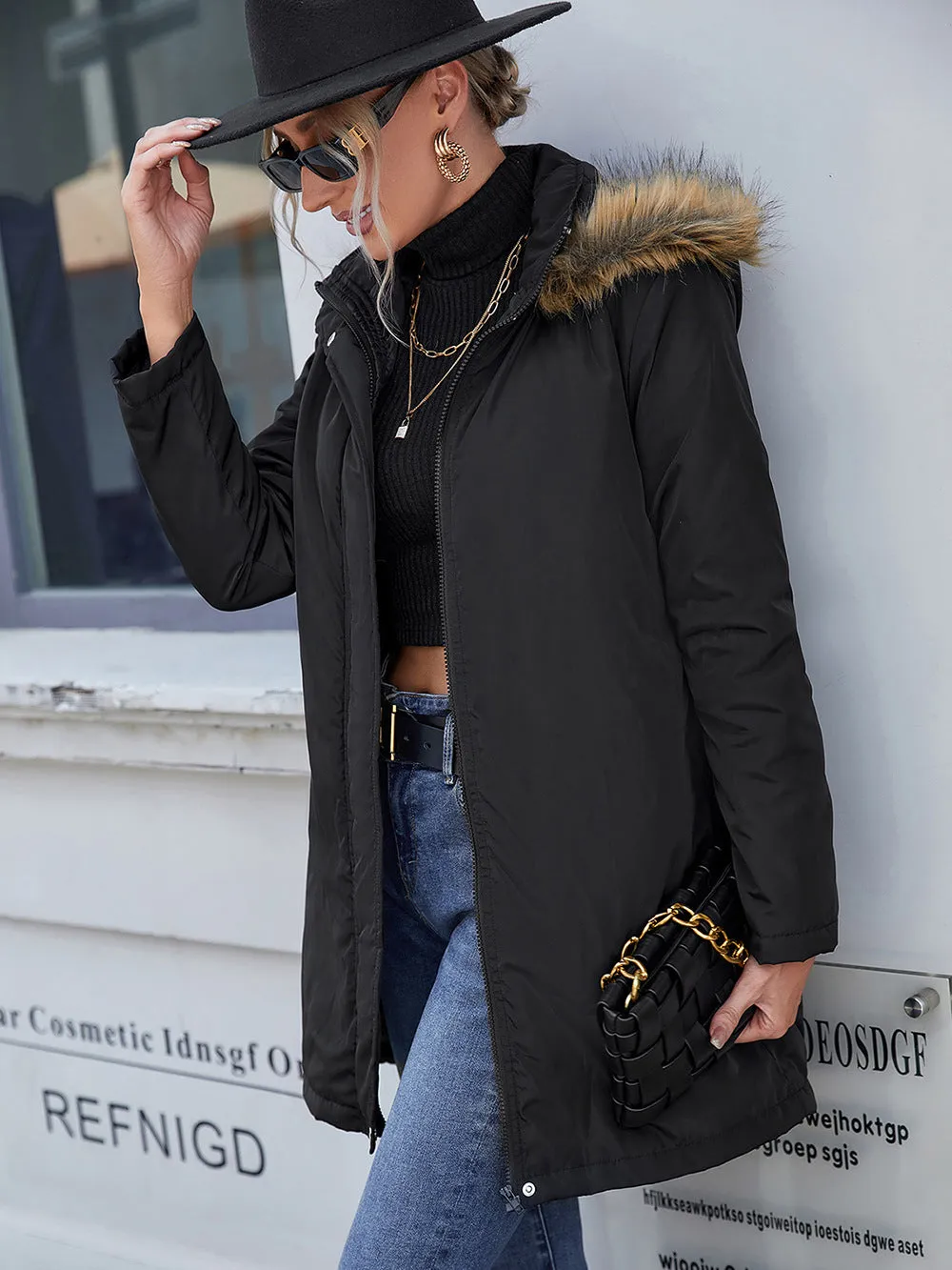 Mina Faux Fur Trim Hooded Puffer Jacket