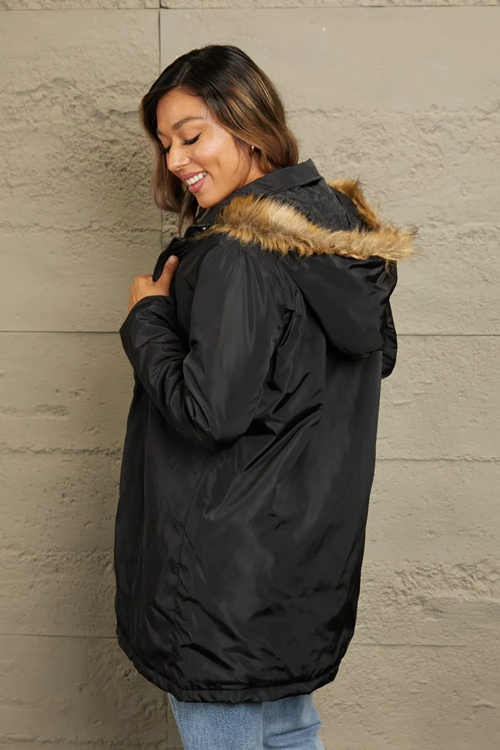 Mina Faux Fur Trim Hooded Puffer Jacket