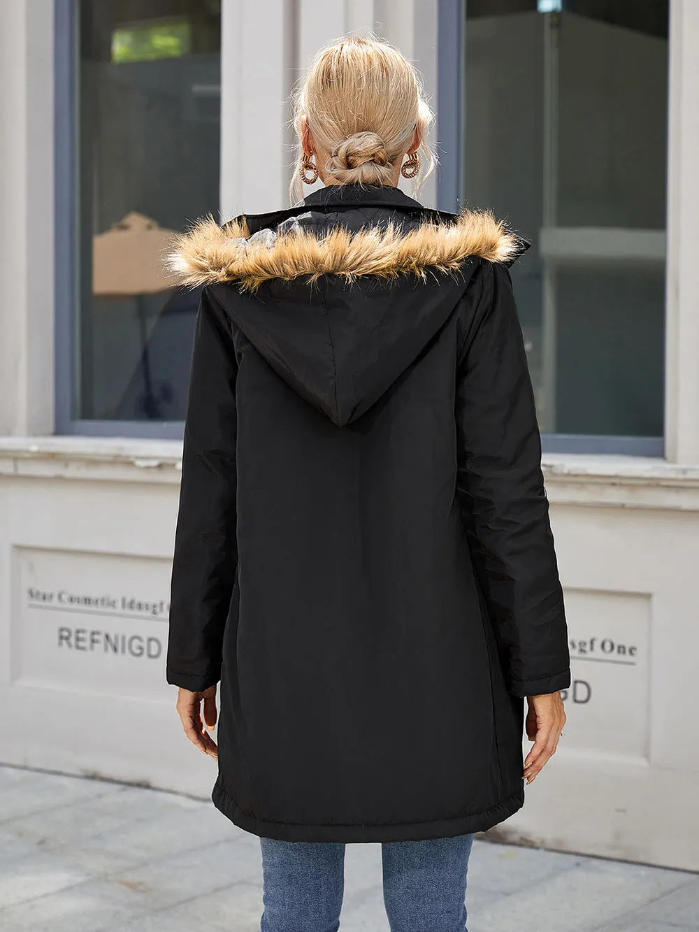 Mina Faux Fur Trim Hooded Puffer Jacket