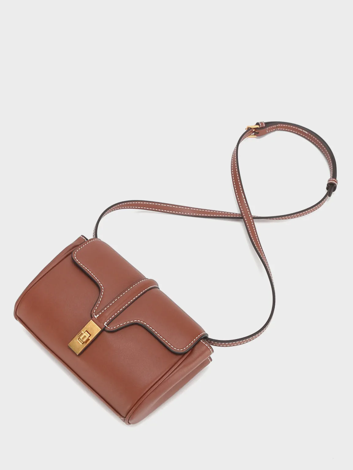 Mini Flap-top Messenger Bag Gold Hardware Crossbody Clutch