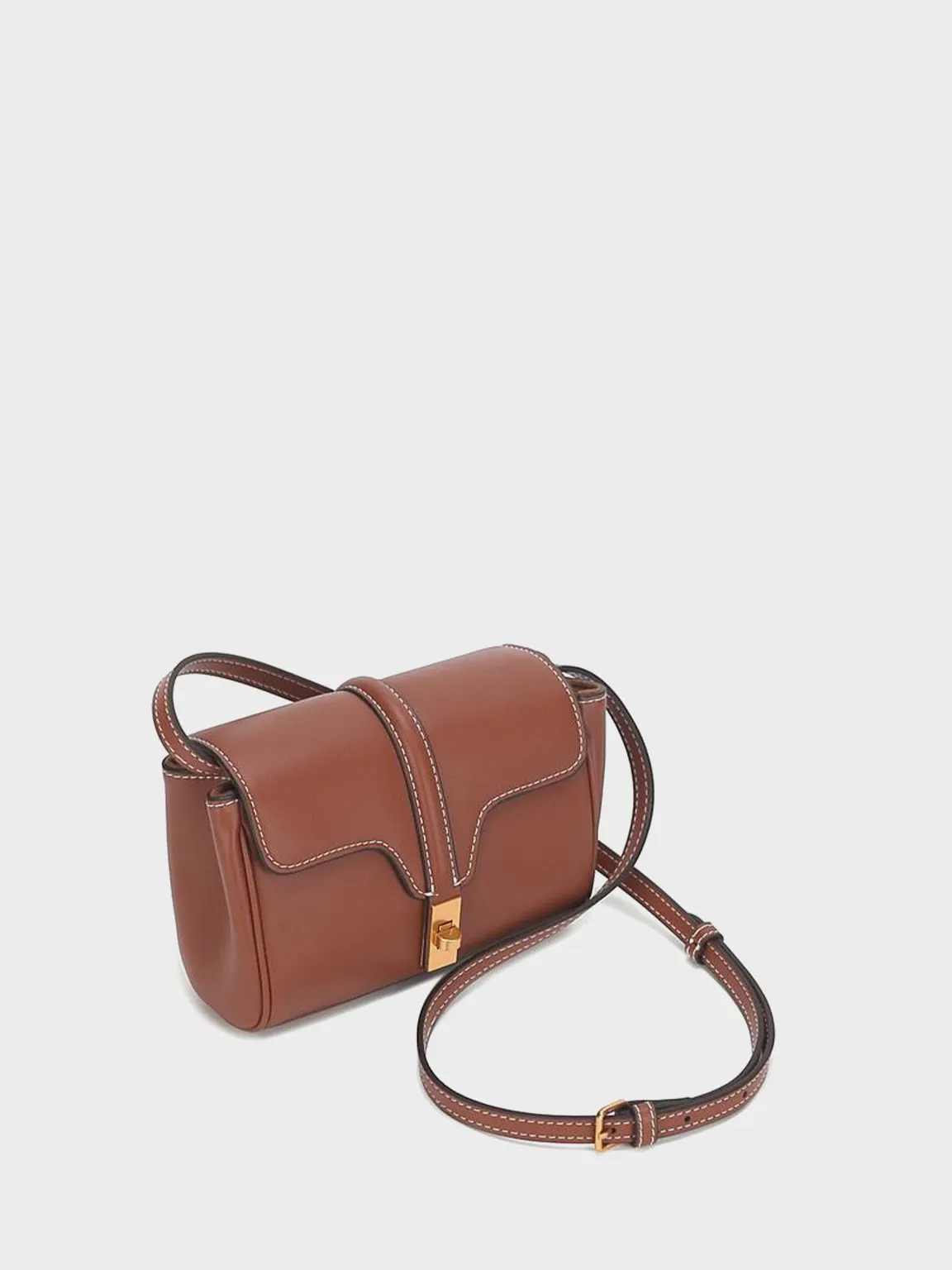 Mini Flap-top Messenger Bag Gold Hardware Crossbody Clutch