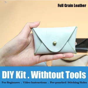 Minimalism Leather Card Holder Kit DIY Purple Leather Coin Wallet Kit DIY Leather Projects DIY Leather Kit