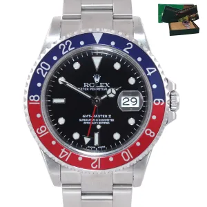 MINT 2003 Rolex GMT-Master II Pepsi Steel Blue Red 16710 Watch Box