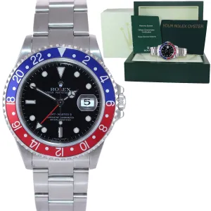 MINT 2004 Rolex GMT-Master 2 Pepsi Blue Red Steel 16710 NO HOLES Black Watch