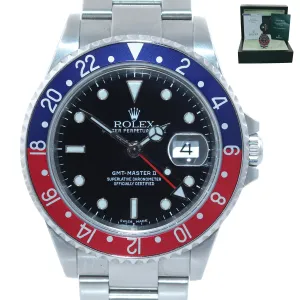MINT 2005 PAPERS Rolex GMT-Master 2 Pepsi Blue Red Steel 16710 40mm Watch Box