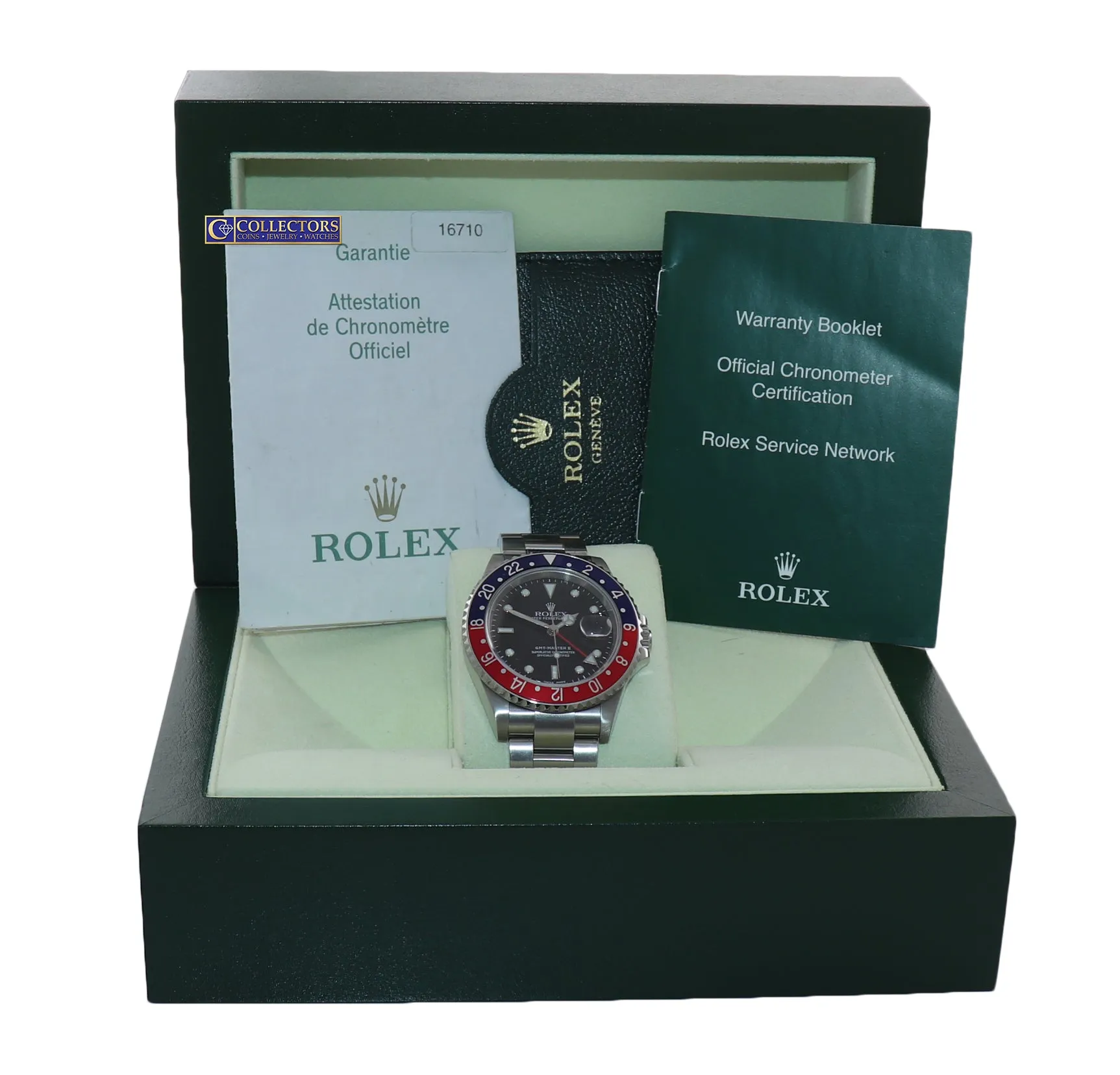 MINT 2005 PAPERS Rolex GMT-Master 2 Pepsi Blue Red Steel 16710 40mm Watch Box